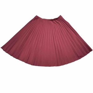 Sarah K Skirt Women’s Large Red Midi Boho Hippie Cottage Swifty Fan Pleated 70s
